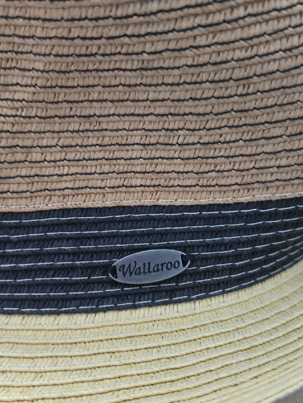 WALLAROO Trilby Two-Tone Paper Braid Fedora Hat Black Band Adjustable UPF50
